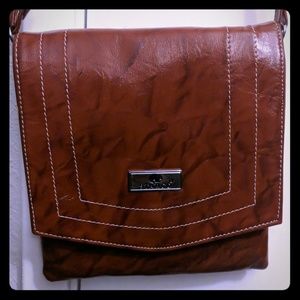 Brown faux leather sling bag